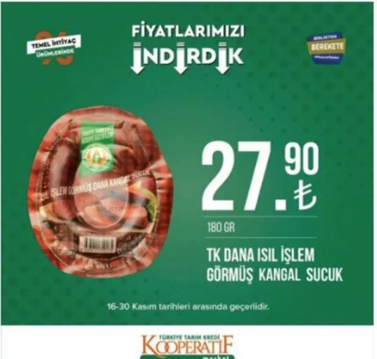 Tarım Kredi Marketleri 16-30 Kasım indirimleri