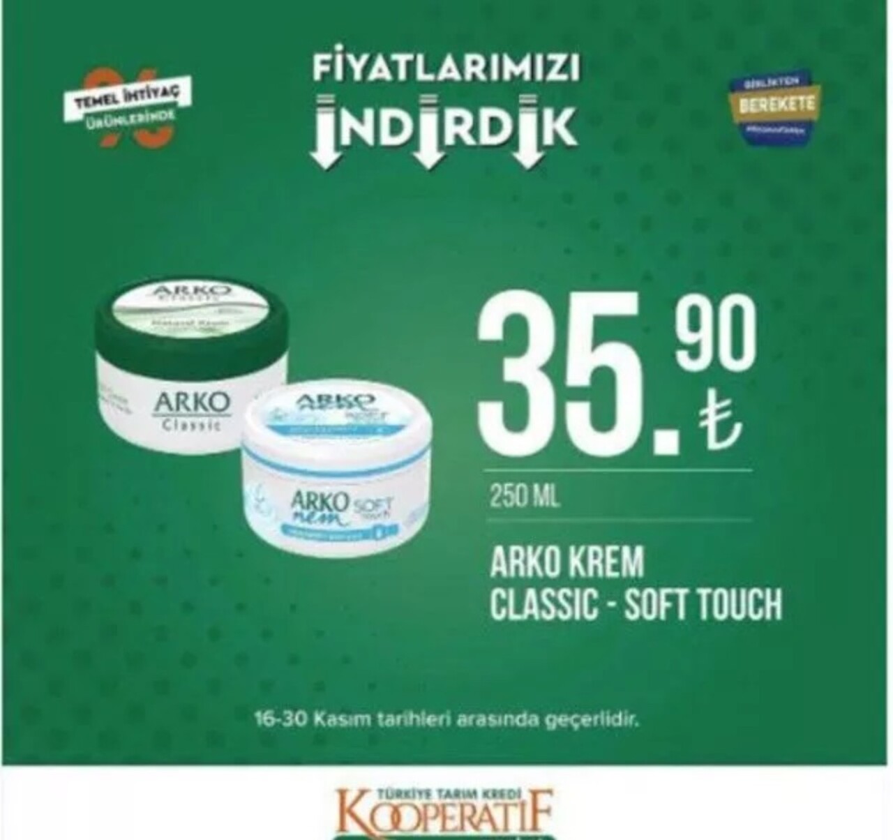 Tarım Kredi Marketleri 16-30 Kasım indirimleri