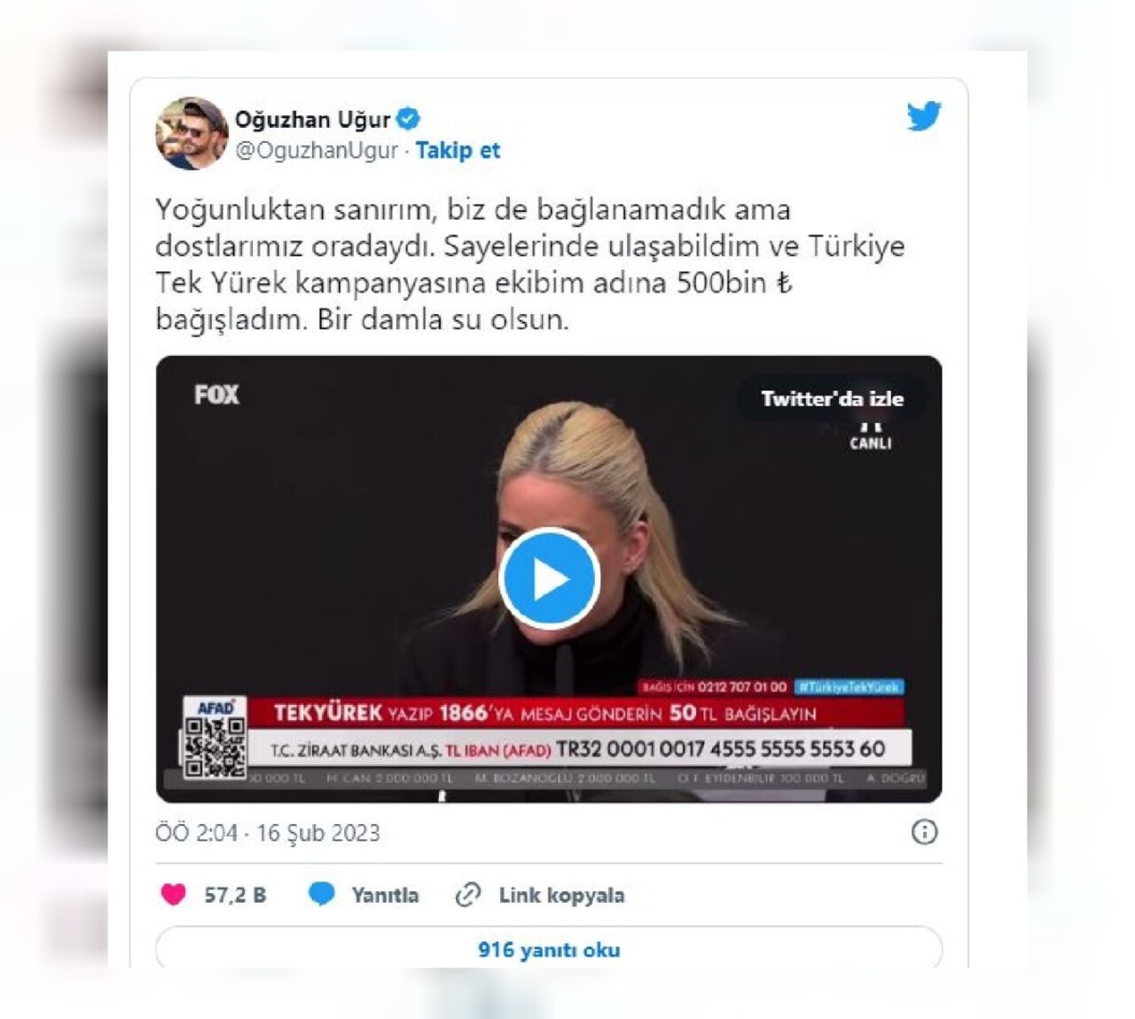 Oğuzhan uğur afad yardım