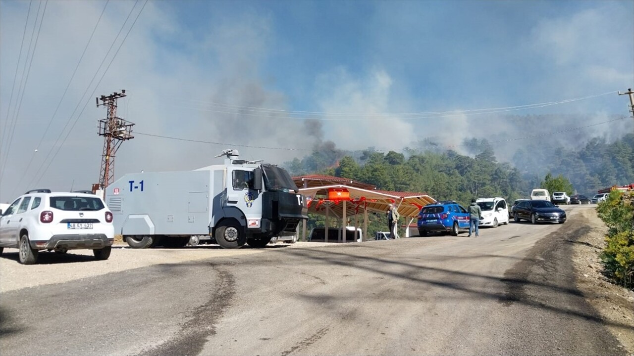 Muğla'nın Dalaman ilçesi Taşbaşı Mahallesi'nde çıkan orman yangınına havadan ve karadan müdahale...