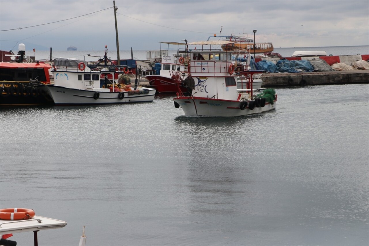 Tekirdağ'da 3 gündür devam eden poyrazın etkisini yitirmesiyle sahilde demirli şilep ve tankerler...